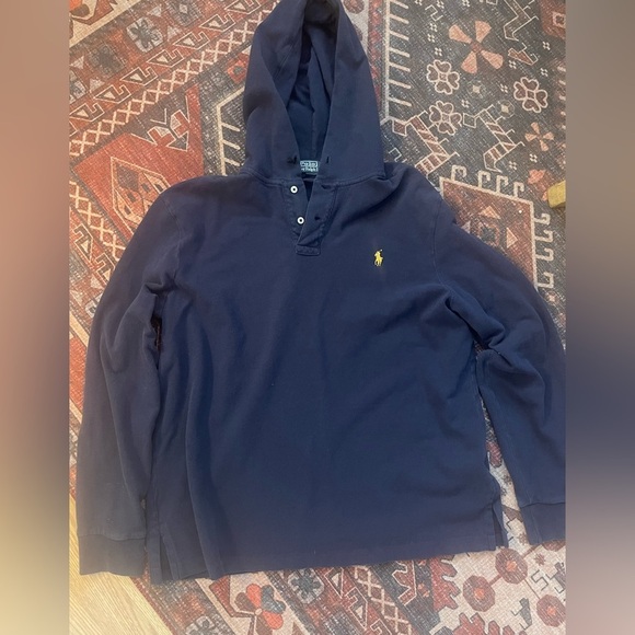 Polo Ralph Lauren Other - Vintage Polo by Ralph Lauren Dark Blue Hoodie with Yellow Logo